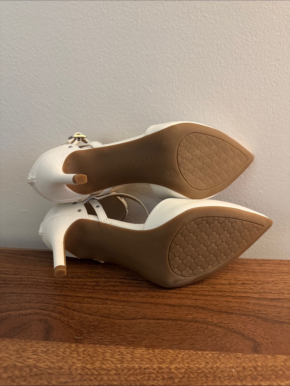 Kelly & Kate White Pointed-Toe Ankle-Strap Heels - Picture 2 of 3